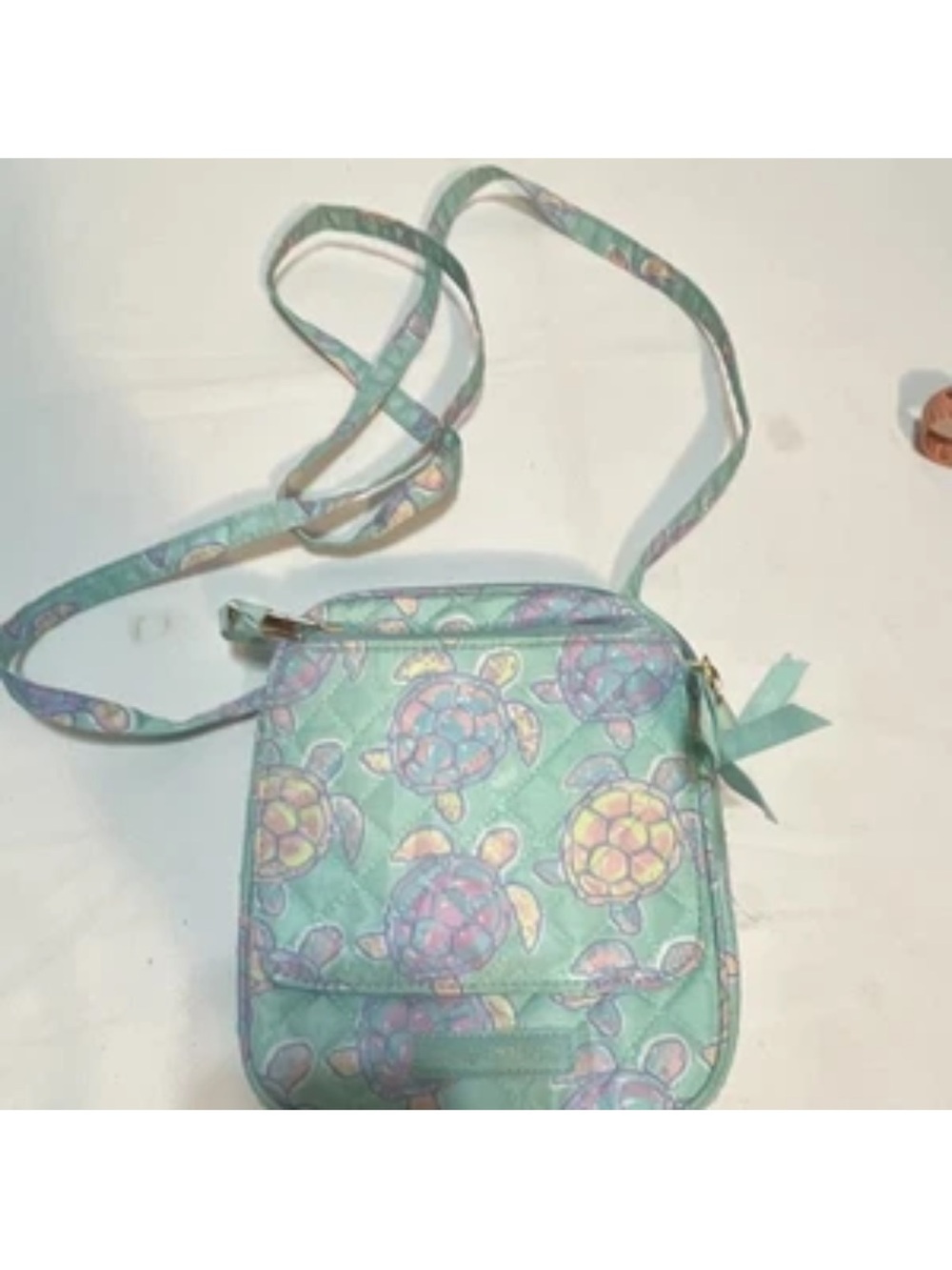 Simply Southern Mint Quilted Crossbody with Turtle Print